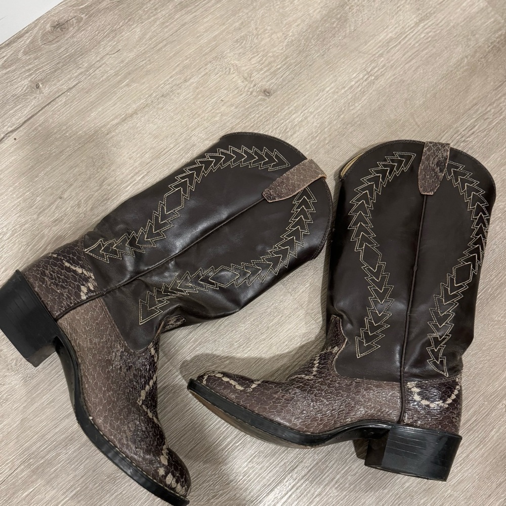Women’s Genuine Leather Brown Cowgirl Boots Size 8